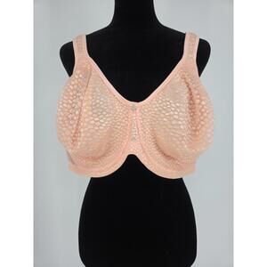 Breezies Underwire Bra 38D‎ Diamond Shimmer Unlined Support Bra Peach
